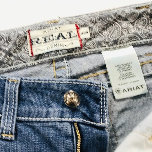 Ariat Women’s REAL Riding Jeans Boot Cut Whipstitch Size 30R Blue Mid Rise 30X31 - Picture 6 of 11